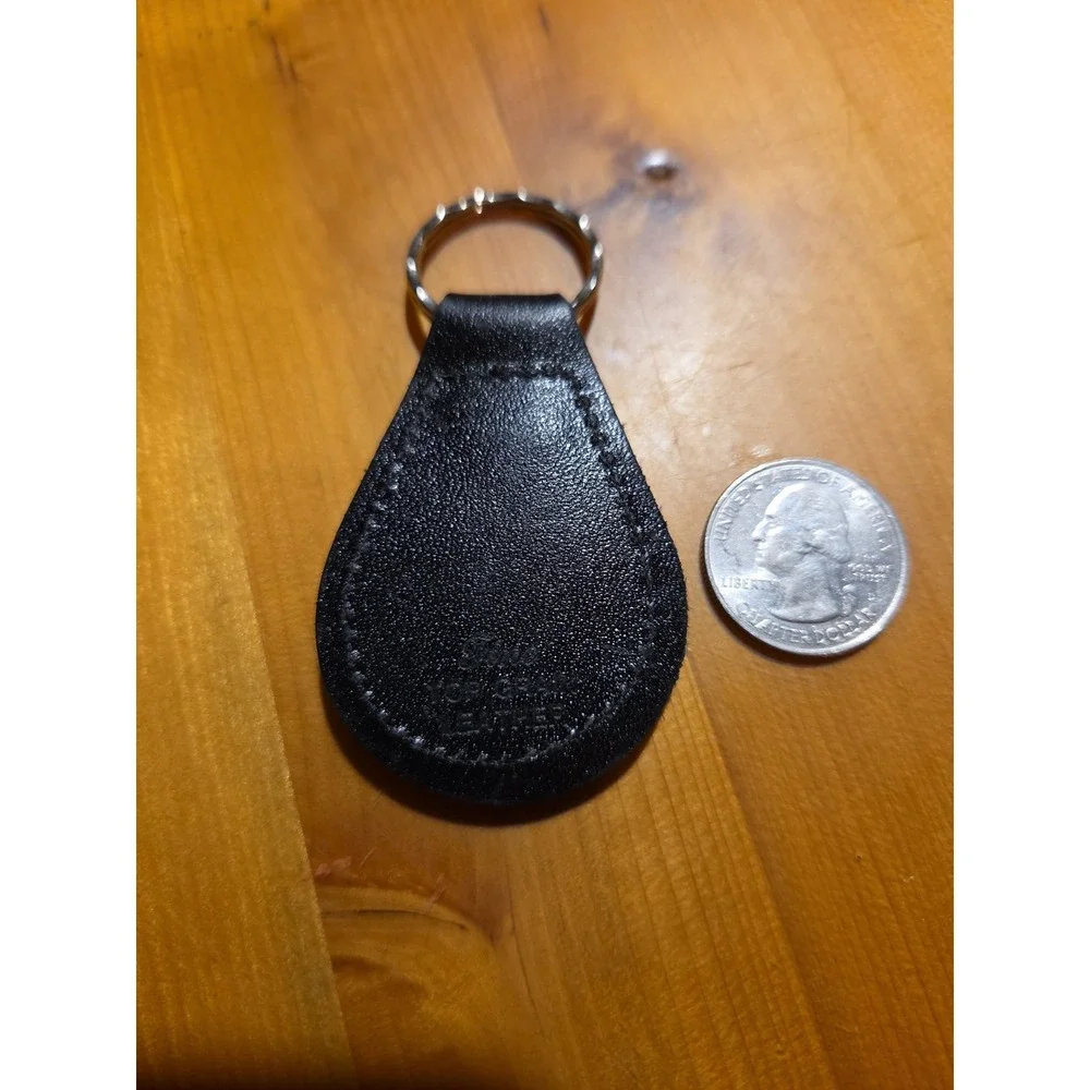 Vtg 1980s Chevy Bowtie Leather Keychain Chevrolet Key Ring